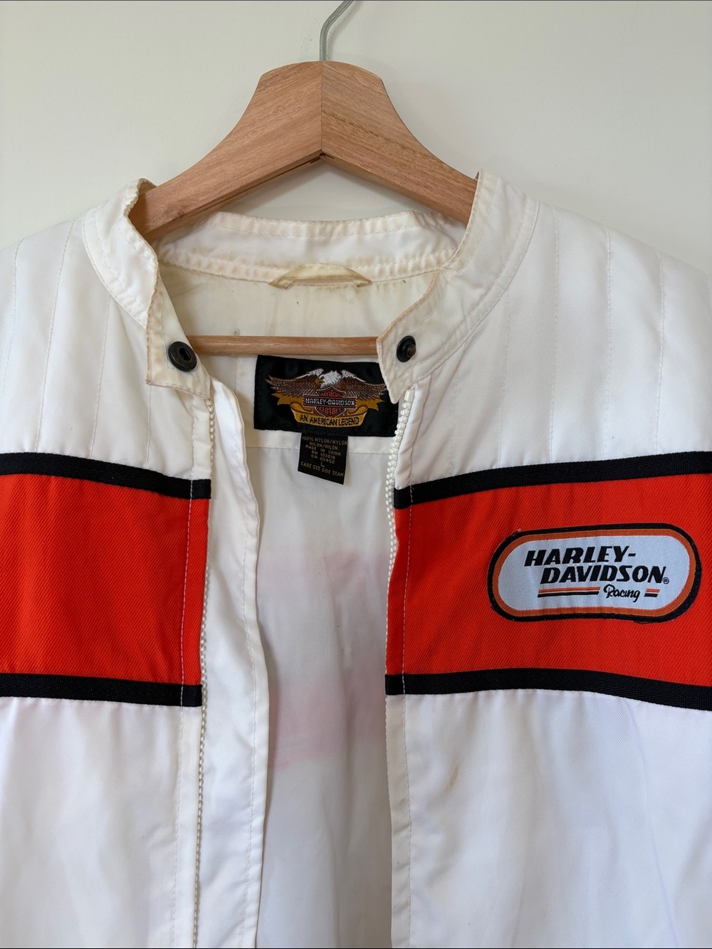 Harley-Davidson White Jacket with Orange Racing Stripe - Picture 5 of 16